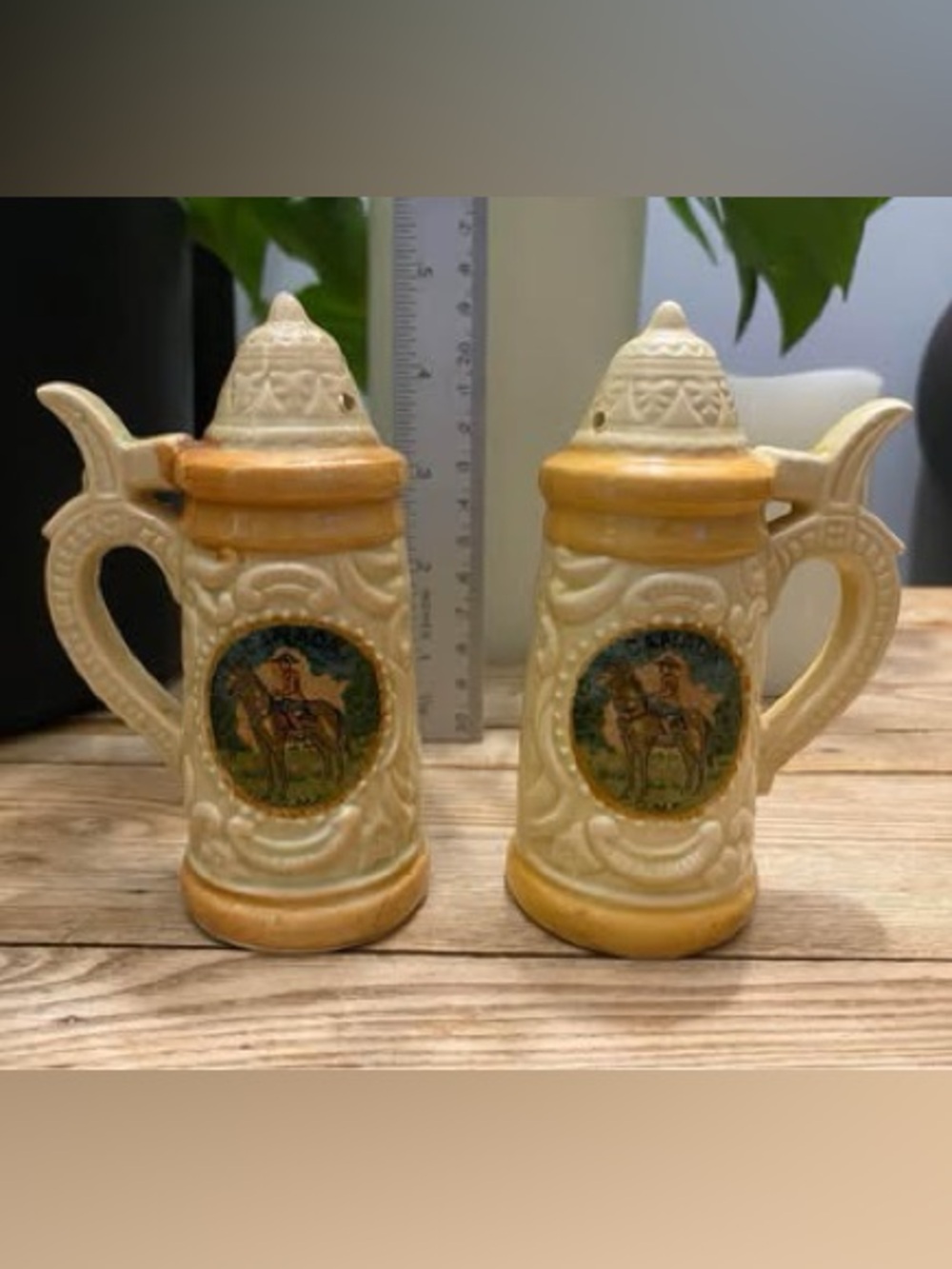 Vintage Miniature Beer Stein Salt and Pepper Shakers Set Ceramic
